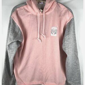 NWT Vintage Choices Gitano Pink Gray Colorblock Hoodie Sweatshirt Womens M